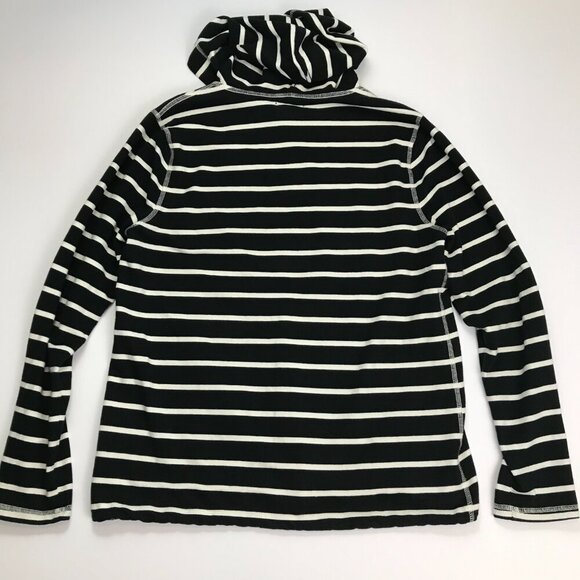 NAUTICA LARGE Cotton Blend Black White Pullover V-Neck Hoodie Top - Picture 7 of 7